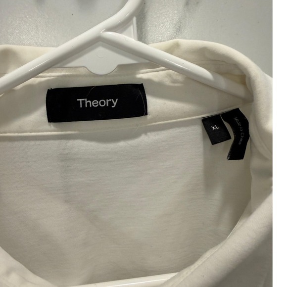Theory White Knit Polo Shirt Short Sleeve Minimal Clean Fit Mens XL - Picture 3 of 10